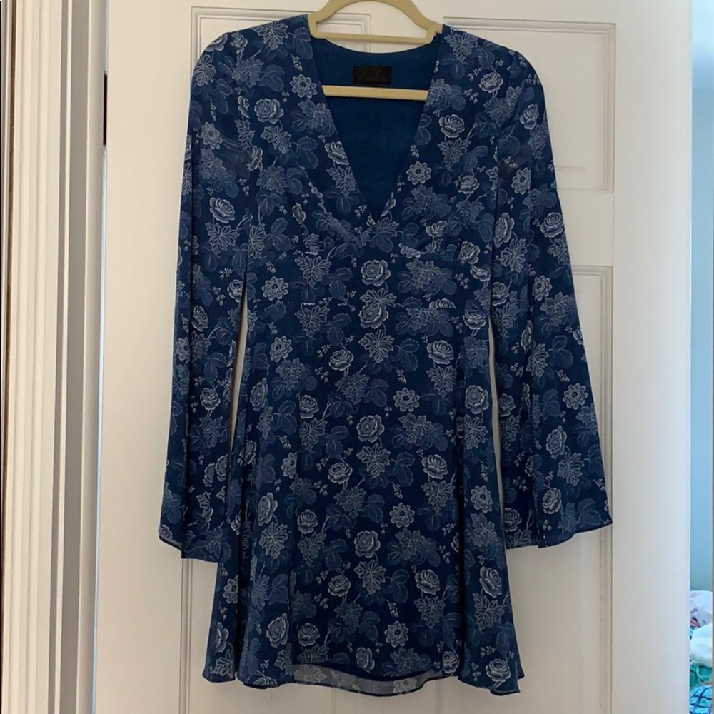 Intermix Blue Floral LS Dress